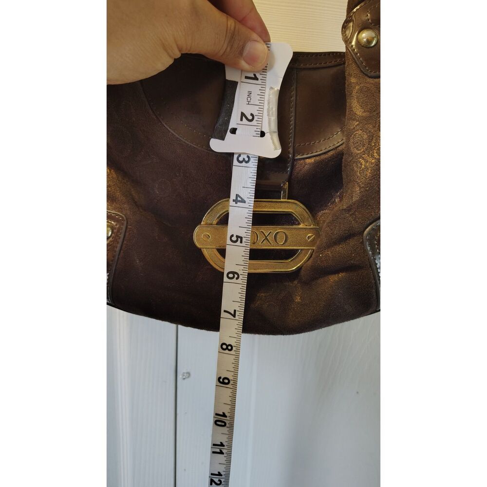 Vintage Y2K XOXO Monogram Hobo Shoulder Bag – Distressed Metallic Bronze Brown - Picture 4 of 10